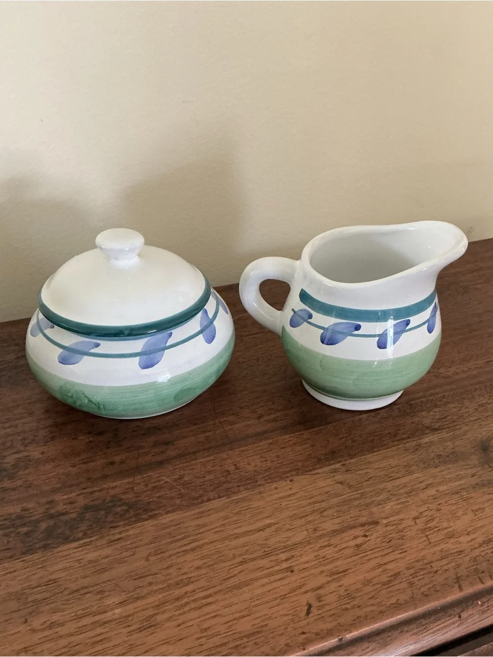 Hand-Painted Caleca Cream & Sugar Italy